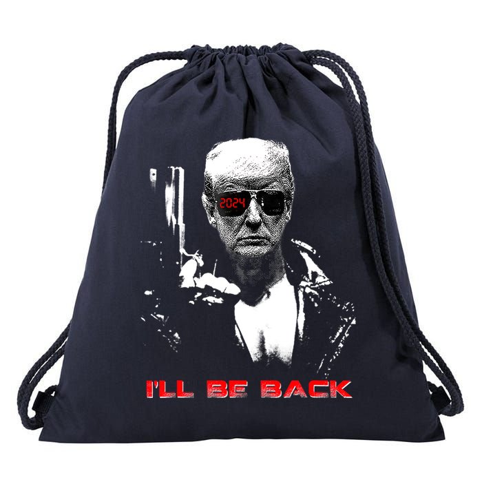Donald Trump Terminator I'll Be Back 2024 Hilarious Drawstring Bag