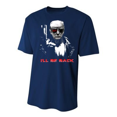 Donald Trump Terminator I'll Be Back 2024 Hilarious Youth Performance Sprint T-Shirt