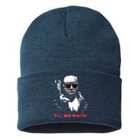 Donald Trump Terminator I'll Be Back 2024 Hilarious Sustainable Knit Beanie