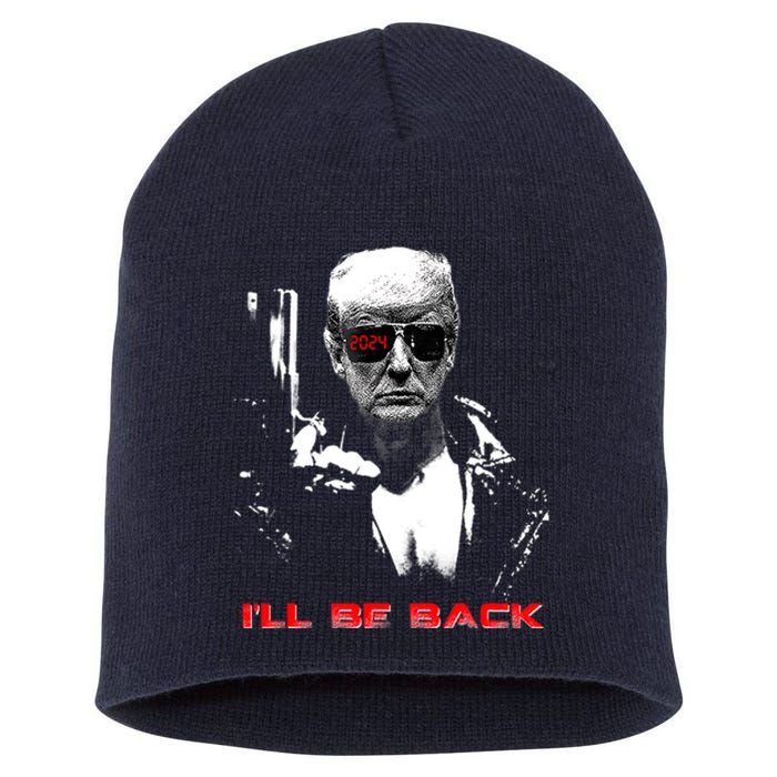 Donald Trump Terminator I'll Be Back 2024 Hilarious Short Acrylic Beanie