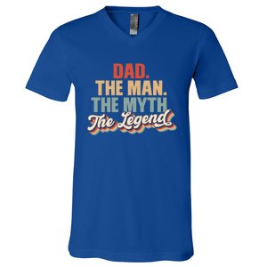 Dad The The Myth The Legend Retro Fathers Day Gift V-Neck T-Shirt