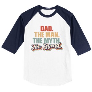 Dad The The Myth The Legend Retro Fathers Day Gift Baseball Sleeve Shirt