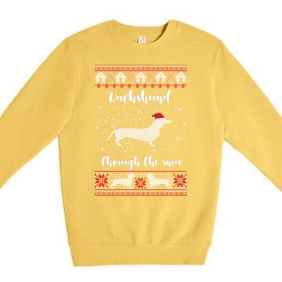 Dachshund Through The Snow Christmas Gift Premium Crewneck Sweatshirt