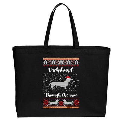 Dachshund Through The Snow Christmas Gift Cotton Canvas Jumbo Tote