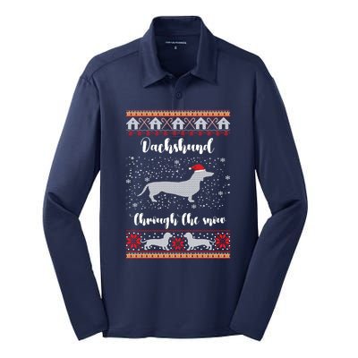 Dachshund Through The Snow Christmas Gift Silk Touch Performance Long Sleeve Polo