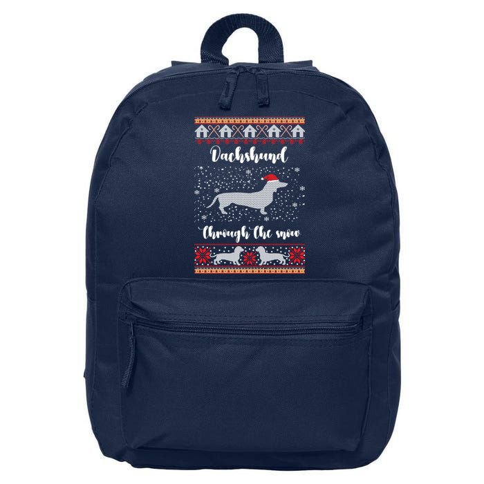 Dachshund Through The Snow Christmas Gift 16 in Basic Backpack