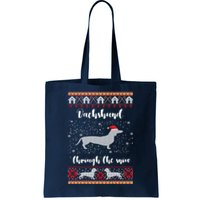 Dachshund Through The Snow Christmas Gift Tote Bag