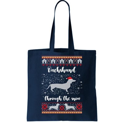 Dachshund Through The Snow Christmas Gift Tote Bag