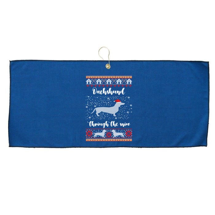 Dachshund Through The Snow Christmas Gift Large Microfiber Waffle Golf Towel