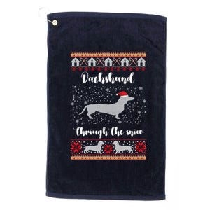 Dachshund Through The Snow Christmas Gift Platinum Collection Golf Towel