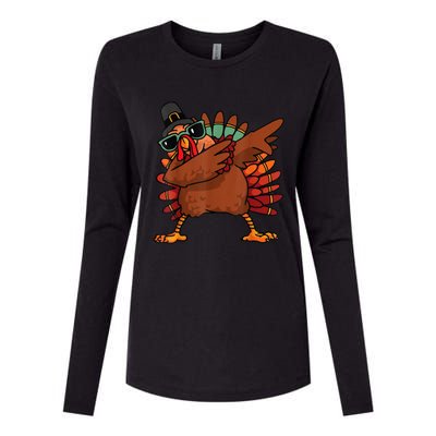 Dabbing Turkey Thanksgiving Day Pilgrim Funny Dab Womens Cotton Relaxed Long Sleeve T-Shirt