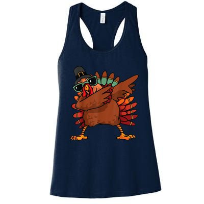 Dabbing Turkey Thanksgiving Day Pilgrim Funny Dab Women's Racerback Tank