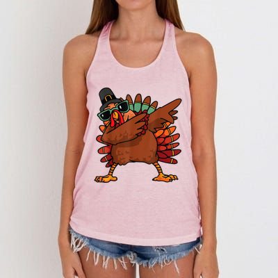 Dabbing Turkey Thanksgiving Day Pilgrim Funny Dab Women's Knotted Racerback Tank