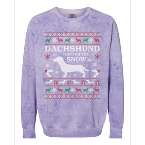 Dachshund Through The Snow Ugly Christmas Gift Colorblast Crewneck Sweatshirt