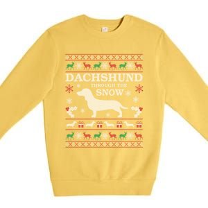 Dachshund Through The Snow Ugly Christmas Gift Premium Crewneck Sweatshirt