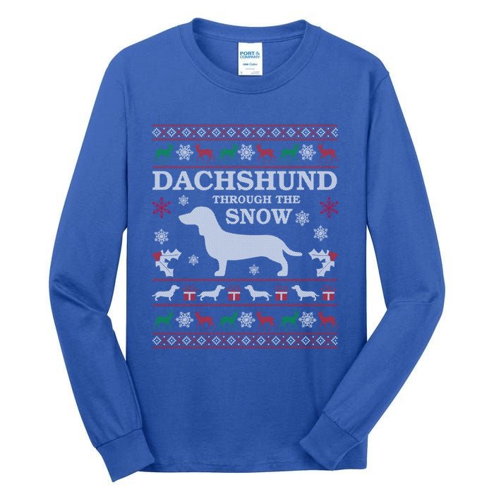 Dachshund Through The Snow Ugly Christmas Gift Tall Long Sleeve T-Shirt