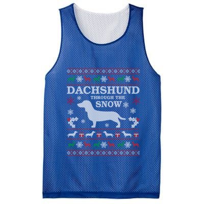Dachshund Through The Snow Ugly Christmas Gift Mesh Reversible Basketball Jersey Tank