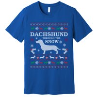 Dachshund Through The Snow Ugly Christmas Gift Premium T-Shirt