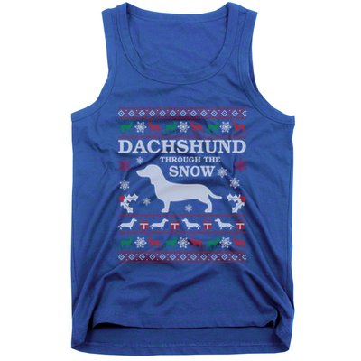 Dachshund Through The Snow Ugly Christmas Gift Tank Top