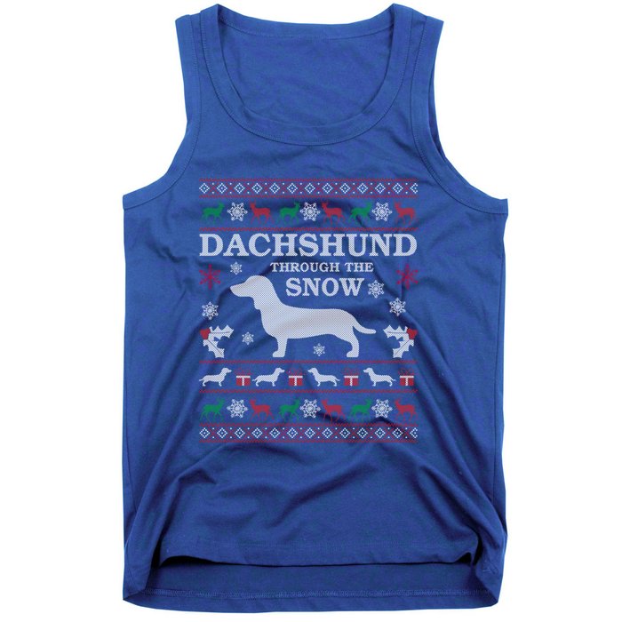 Dachshund Through The Snow Ugly Christmas Gift Tank Top