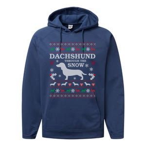 Dachshund Through The Snow Ugly Christmas Gift Performance Fleece Hoodie