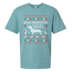 Dachshund Through The Snow Ugly Christmas Gift Sueded Cloud Jersey T-Shirt