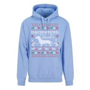 Dachshund Through The Snow Ugly Christmas Gift Unisex Surf Hoodie