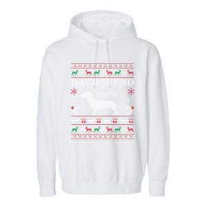 Dachshund Through The Snow Ugly Christmas Gift Garment-Dyed Fleece Hoodie