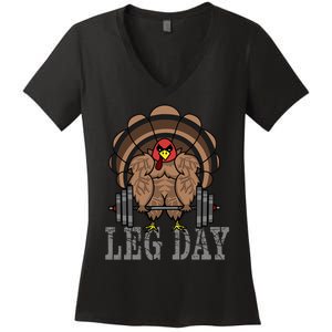 Deadlifting Turkey Thanksgiving Leg Day Deadlift Women's V-Neck T-Shirt