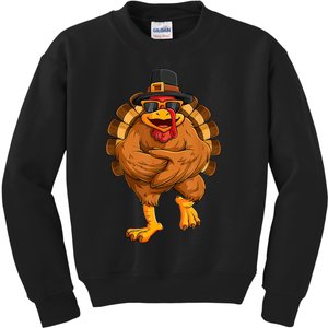 Dancing Turkey Thanksgiving Day Girls Funny Dance Kids Sweatshirt