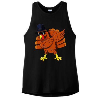 Dabbing Turkey Thanksgiving Pilgrim Funny Dab Ladies PosiCharge Tri-Blend Wicking Tank