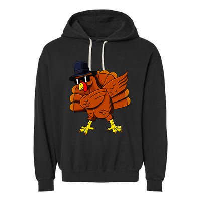 Dabbing Turkey Thanksgiving Pilgrim Funny Dab Garment-Dyed Fleece Hoodie