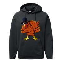 Dabbing Turkey Thanksgiving Pilgrim Funny Dab Performance Fleece Hoodie