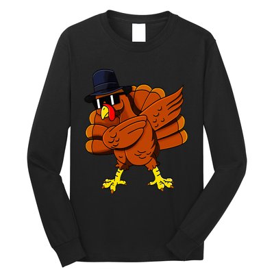 Dabbing Turkey Thanksgiving Pilgrim Funny Dab Long Sleeve Shirt