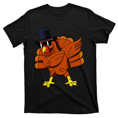 Dabbing Turkey Thanksgiving Pilgrim Funny Dab T-Shirt