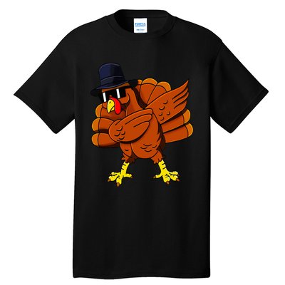 Dabbing Turkey Thanksgiving Pilgrim Funny Dab Tall T-Shirt