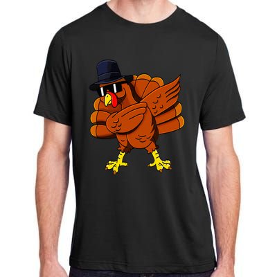 Dabbing Turkey Thanksgiving Pilgrim Funny Dab Adult ChromaSoft Performance T-Shirt