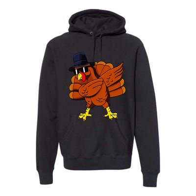 Dabbing Turkey Thanksgiving Pilgrim Funny Dab Premium Hoodie