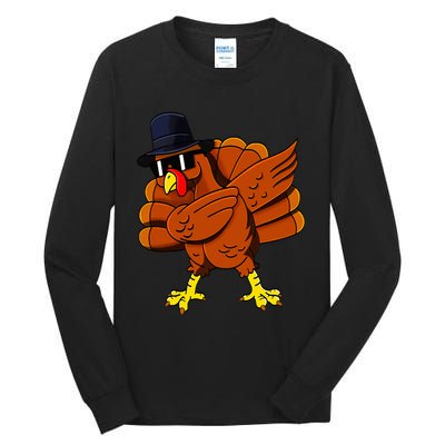 Dabbing Turkey Thanksgiving Pilgrim Funny Dab Tall Long Sleeve T-Shirt