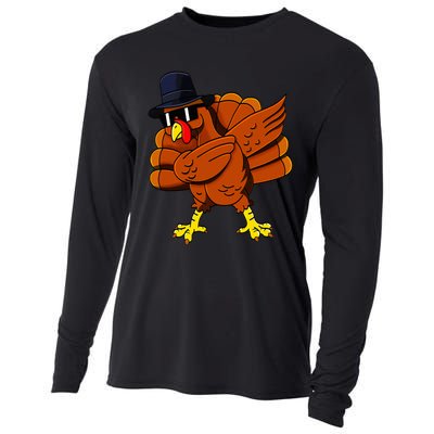 Dabbing Turkey Thanksgiving Pilgrim Funny Dab Cooling Performance Long Sleeve Crew