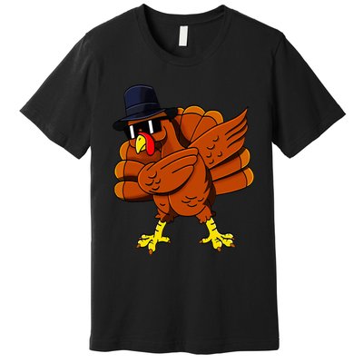 Dabbing Turkey Thanksgiving Pilgrim Funny Dab Premium T-Shirt