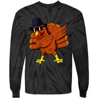 Dabbing Turkey Thanksgiving Pilgrim Funny Dab Tie-Dye Long Sleeve Shirt