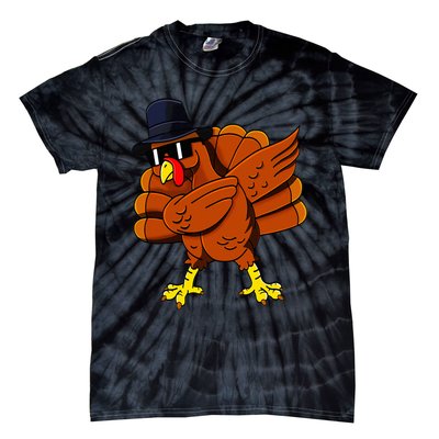 Dabbing Turkey Thanksgiving Pilgrim Funny Dab Tie-Dye T-Shirt