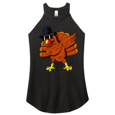 Dabbing Turkey Thanksgiving Pilgrim Funny Dab Women's Perfect Tri Rocker Tank