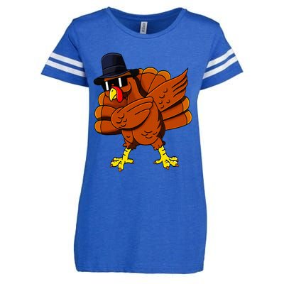 Dabbing Turkey Thanksgiving Pilgrim Funny Dab Enza Ladies Jersey Football T-Shirt