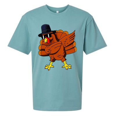 Dabbing Turkey Thanksgiving Pilgrim Funny Dab Sueded Cloud Jersey T-Shirt