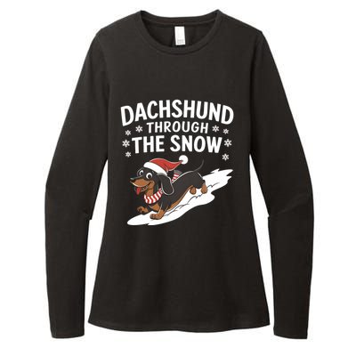 Dachshund Through The Snow Wiener Dog Christmas Xmas Dog Gift Womens CVC Long Sleeve Shirt