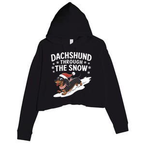 Dachshund Through The Snow Wiener Dog Christmas Xmas Dog Gift Crop Fleece Hoodie