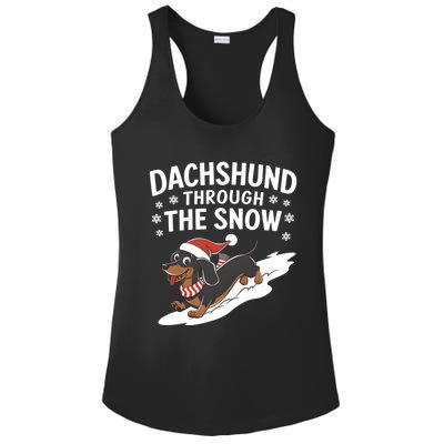 Dachshund Through The Snow Wiener Dog Christmas Xmas Dog Gift Ladies PosiCharge Competitor Racerback Tank