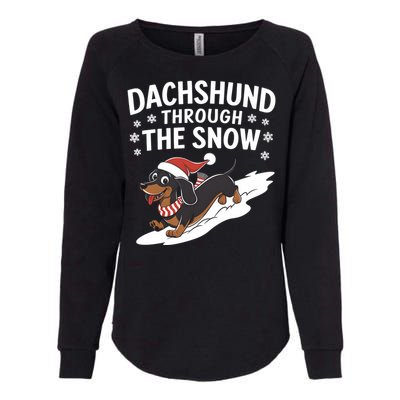 Dachshund Through The Snow Wiener Dog Christmas Xmas Dog Gift Womens California Wash Sweatshirt